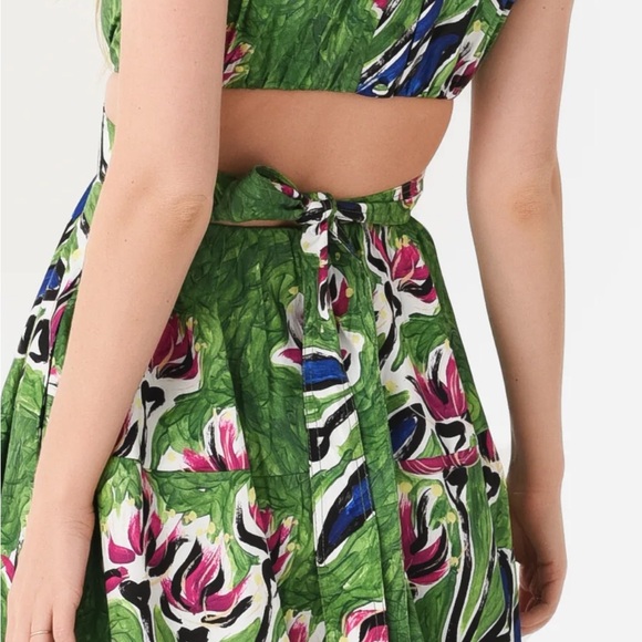 Aje Zorina Native Gumnut Green Floral Tie Midi Dress Womens Size 8 - Picture 3 of 15